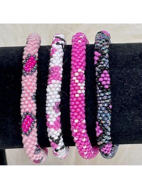 ALL PROFITS TO CHARITY! Bracelets Hand Crocheted in Nepal (set of 4) #685